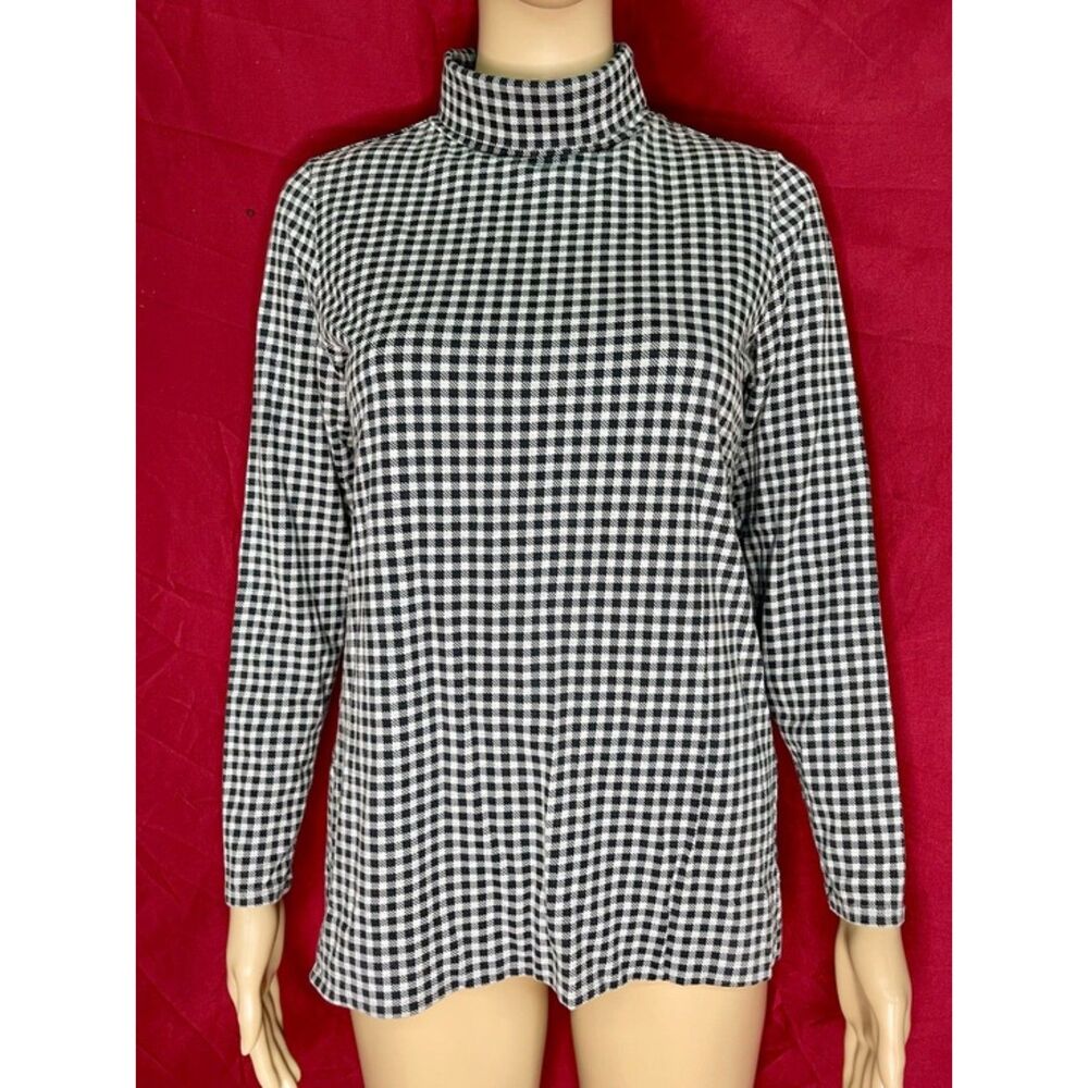 J Jill Houndstooth Supima Gray Houndstooth Turtleneck Tunic XSP NWOT
